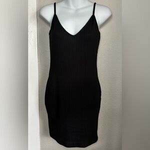 Heart Hips Classic Black Ribbed Knit Spaghetti strap maxi dress size M